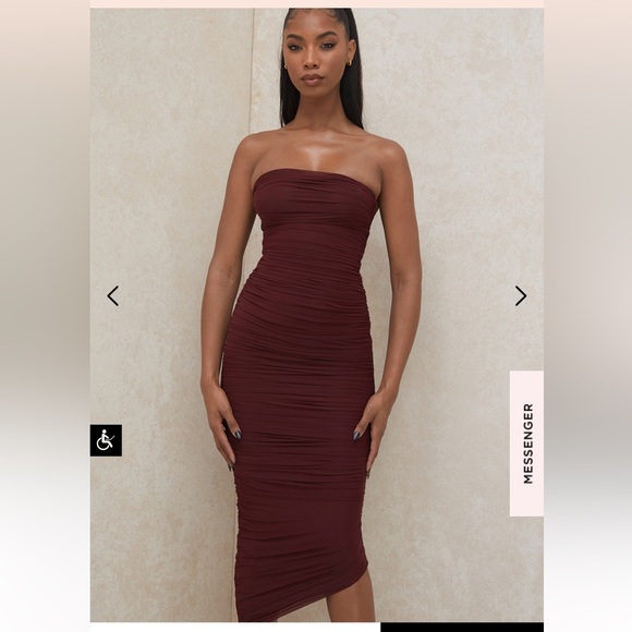 House of CB Dresses House Of Cb Sasha Raisin Strapless Ruched Midi